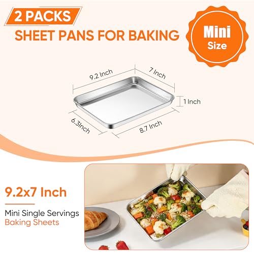 Stainless Steel Tray for Baking (9.2x7x1 Inch)