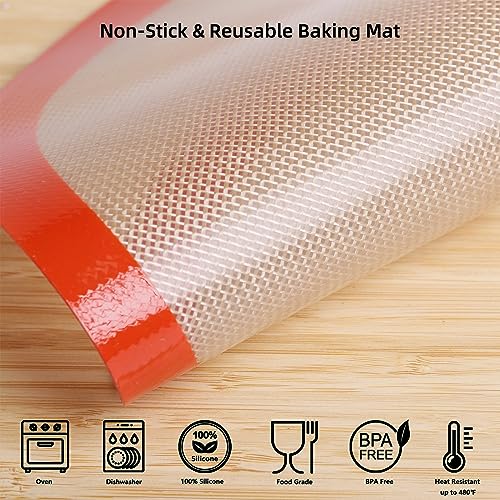 Round Silicone Baking Mats for 12 Inch Pizza Pan (Bright Orange / 11.8"L x 11.8"W)