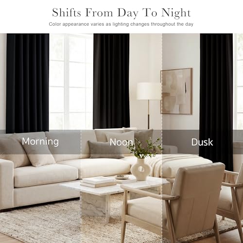 Black Short Curtains for Bathroom Window (Black / 29"W x 30"L (Pack of 2))