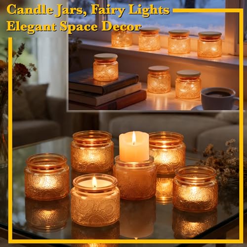4 oz Decorative Small Glass Jars with Airtight Bamboo Lids (Orange Amber / 4 fl. oz)