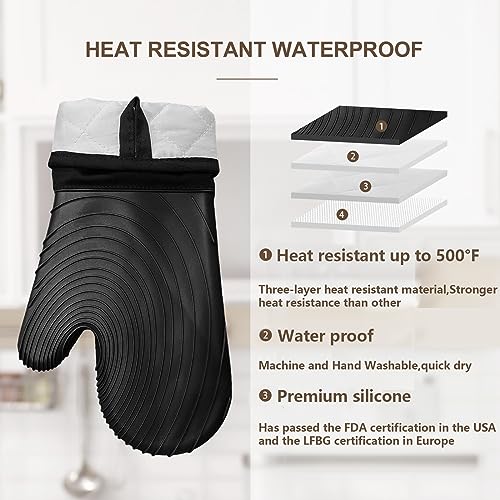 Silicone Oven Mitts (Black)