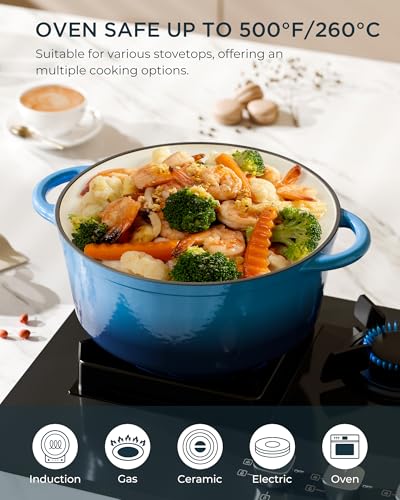 Enameled Cast Iron Dutch Oven (Cooking Pot / Navy blue / 6QT)