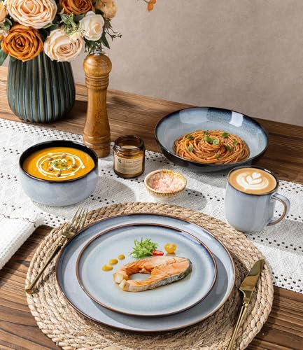 Ceramic Dinnerware Sets for 6 (Modern-Gray White / Service for 6 (18 Pcs))