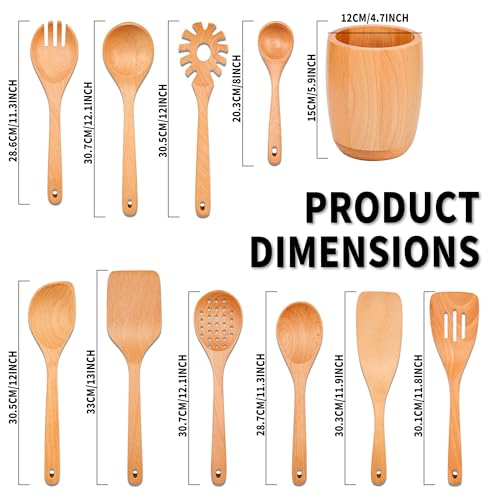 11 PCS WOSPONFAN Kitchen Utensils Set (11 pieces (Beech))
