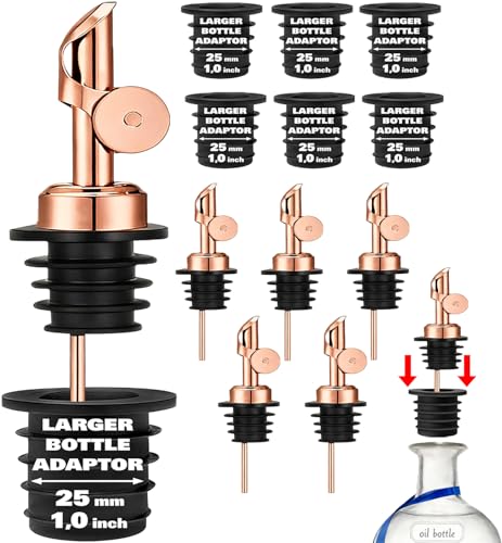 Olive Oil Pour Spout with Adapters (6 Pack Pour +Adapters / Rose Gold)