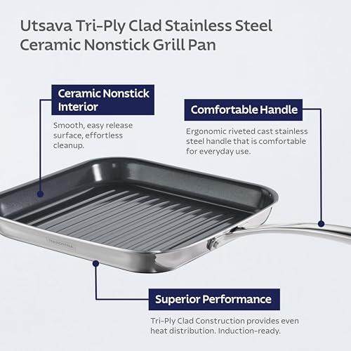 Utsava Tri Ply Clad Stainless Steel 10 (Grill Pan / 10-Inch)