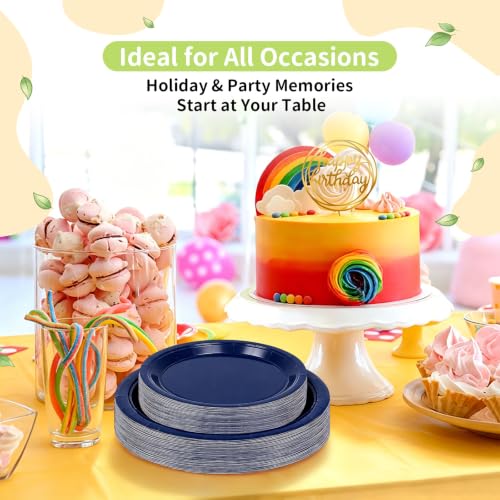 Navy Blue Paper Plates (Navy Blue / 100 Count (50-9" & 50-7"))
