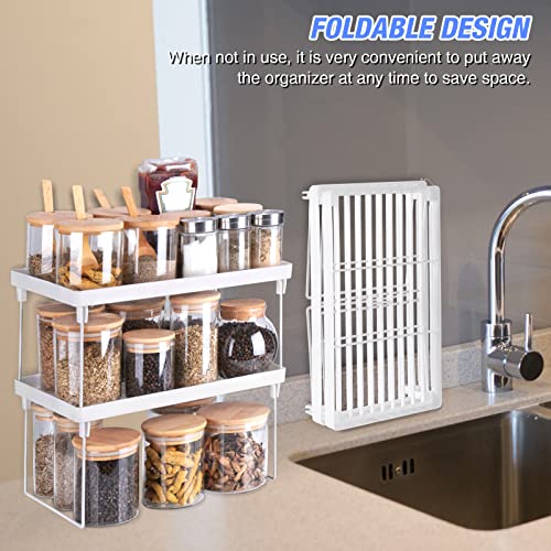 4 Pack Stackable Plastic Kitchen Storage Shelf Foldable Rack (4-Pack / White)