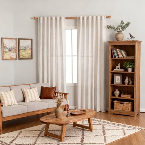 Boho Curtains 72 Inch Length (50"W x 72"L (Pack of 2) / Natural Linen)