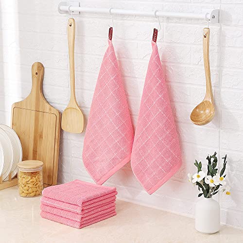 100% Cotton Terry Kitchen Dish Cloths (Pink / 12 X 12 - 12 Pack)