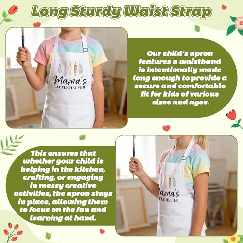 R HORSE 2Pcs Adults Kids Matching Apron Set (White Mama)