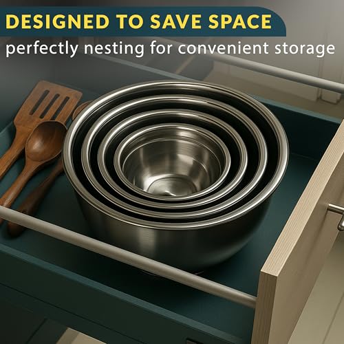 Stainless Steel Mixing Bowls with Lids Set of 5 (Set of 5)