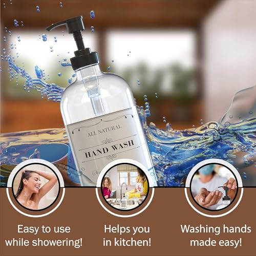 Clear Glass Soap Dispenser with Pump (Black Plastic Pump - Clear Glass 4pcs)