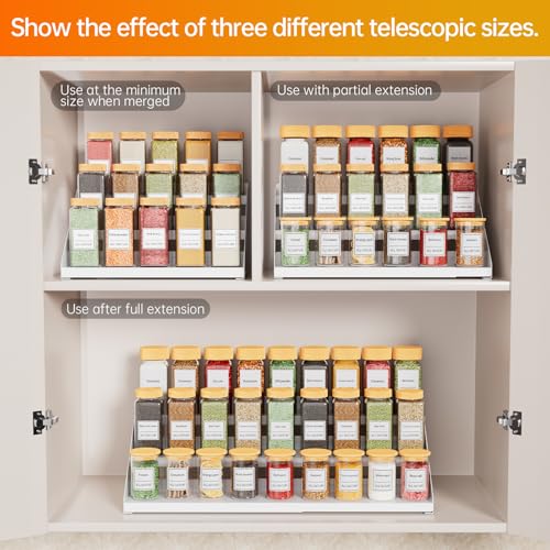 3 Tier Expandable Spice Rack Organizer (White)