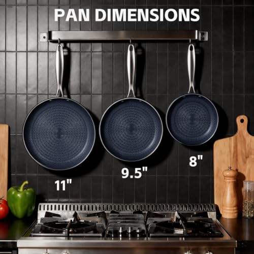 3 Pcs Non Stick Frying Pans Set (Blue Set)