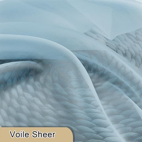 Solid Voile Sky Blue Sheer Curtains 63 Inch Length 2 Panels (Sky Blue / 40"W x 63"L (Pack of 2))