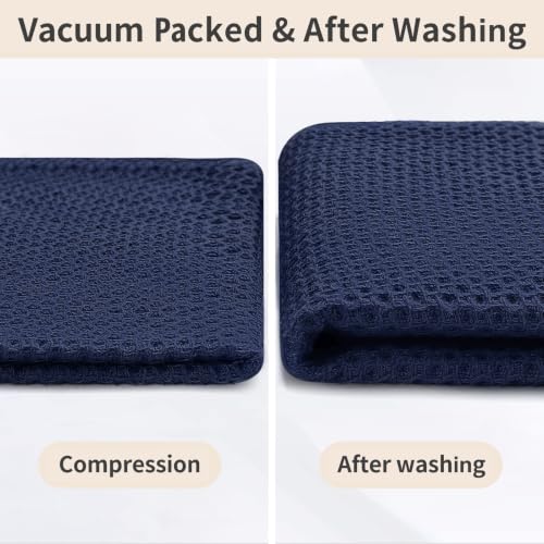100% Cotton Waffle Weave Kitchen Dish Cloths 8 (Dark Navy / 12 X 12 - 8 Pack)