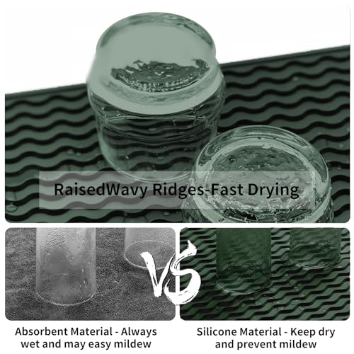 4-in-1 Silicone Mat: Air Fryer & Coffee Maker, 12"x12", Dark Green (Dark Green / 12" x 12")