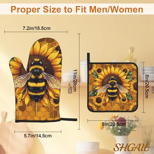 Sunflower Bee Oven Mitts and Heat Resistant Pads (Sunflower Bee)