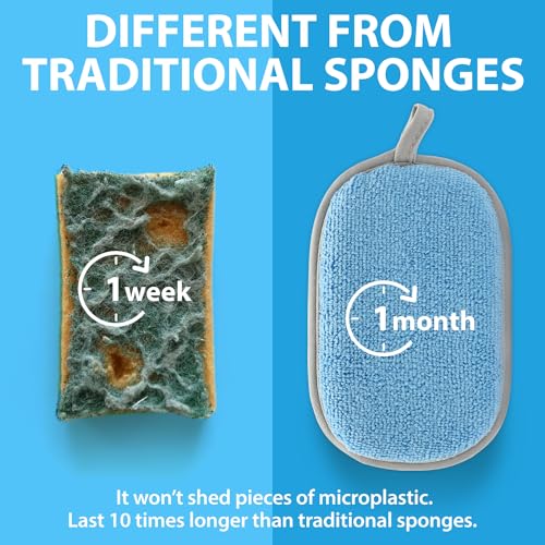 All Purpose Sponges Kitchen (Grey & Blue / 6 Pack - Large)