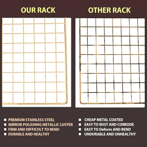 2PCS Cooling Rack for Cooking and Baking (Gold / 16"x10"-2PC)