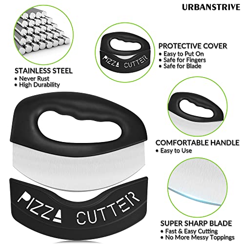 Heavy Duty Stainless Steel Pizza Cutter with Cover (Black)