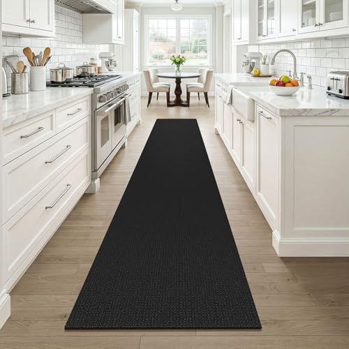 Black 2x12 Runners Rugs for Hallway (Black/Dark Grey / 2' x 12' (Runner))