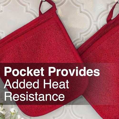 Terry Pocket Mitt & Hot Pad (2-Pack / Paprika Red)