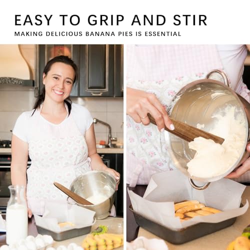 Flat Wooden Spatulas for Cooking (Sturdy 12inch / Acacia Brown)