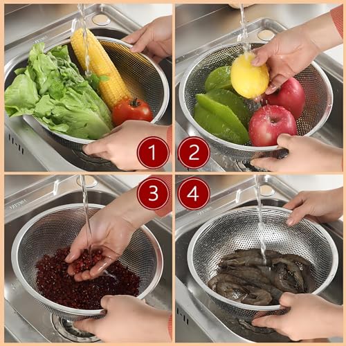 Stainless Steel Colander and Fine Mesh Strainer for Kitchen