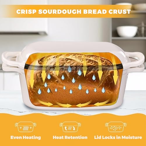 4.6 Quart Dutch Oven for Sourdough Bread Baking (White)
