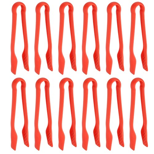 12 Pcs Toaster Tongs (8 Inch / Red)