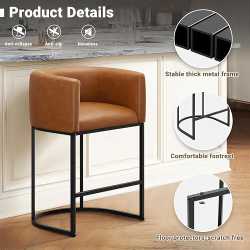 26" H Counter Height Bar Stools Set of 3 (Walnut Brown / Set of 3)