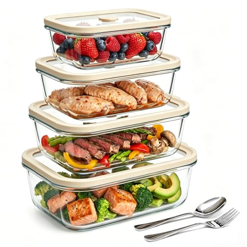 Multi Size Glass Food Storage Containers with Glass Lids (Multi-Size)