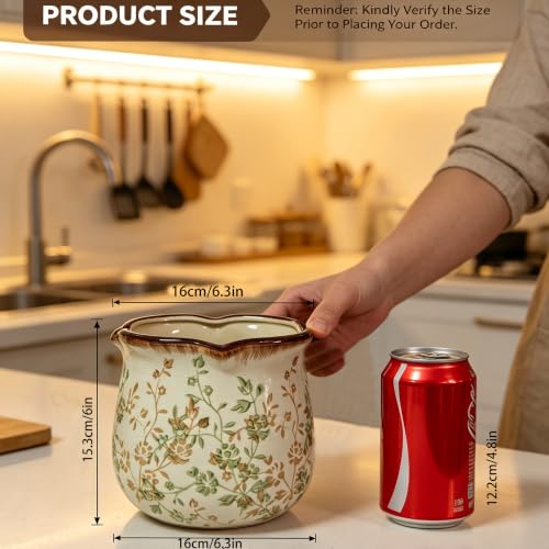 Rustic Ceramic Utensil Holder (green rattan 1)