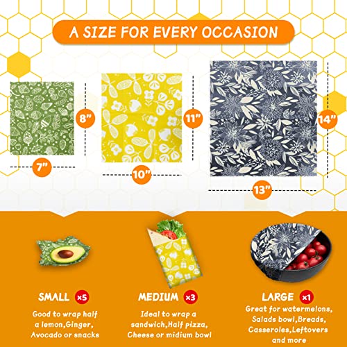 Organic Beeswax Wrap (9 Pack(1L | 3M | 5S PlantA))