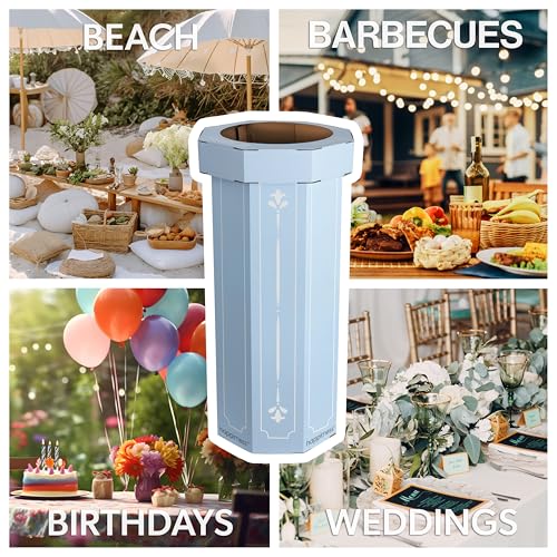 Fleur 25 Gal Trash Can Bin (Bridal Blue)