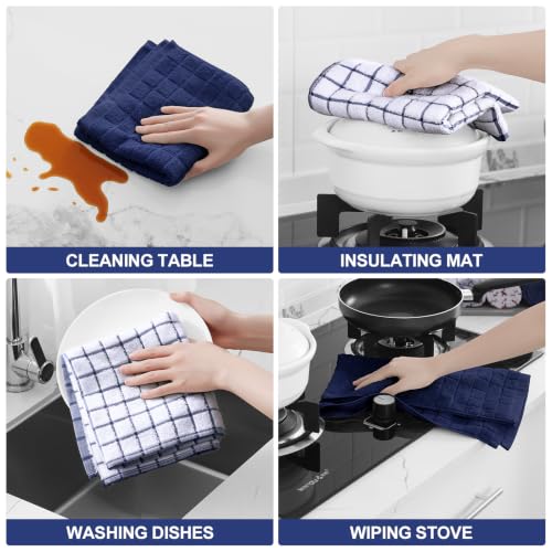 Large Premium Cotton Kitchen Towels 16"x 28" (Dusty Blue / 16" X 28" - 6 Pack)