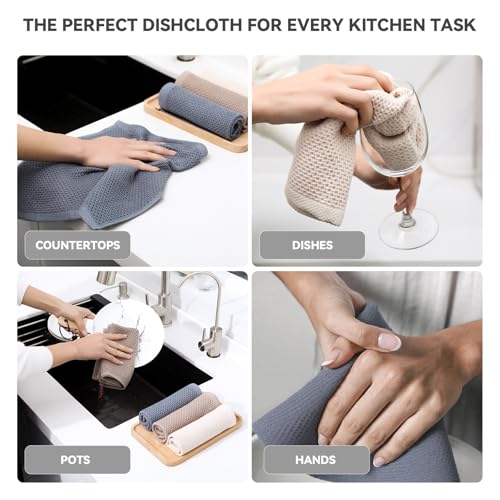 6 Pack Kitchen Dishcloths 100% Cotton (Brown / 12"x12" - 6 pcs)