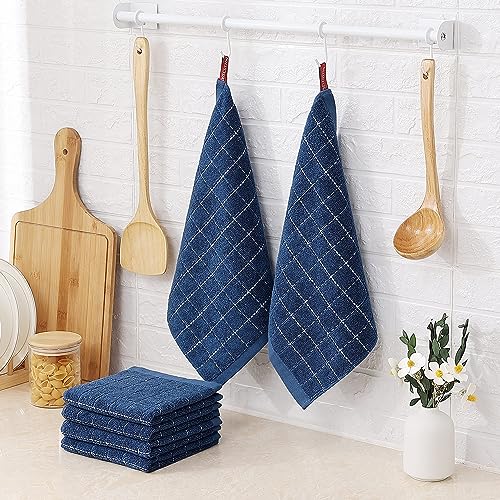 100% Cotton Terry Kitchen Dish Cloths (Navy Blue / 12 X 12 - 12 Pack)
