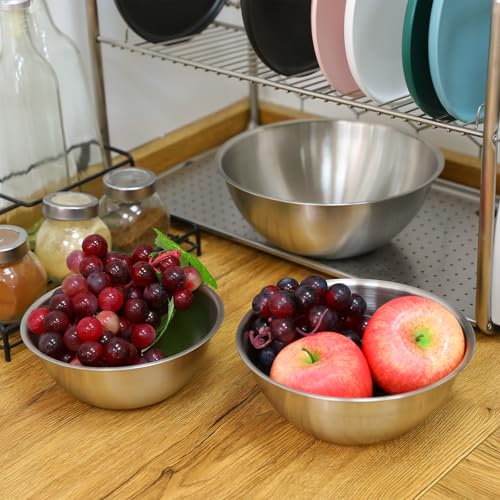 Stainless Steel Mixing Bowls 3 Packs Nesting Baking Supplies Small Thicker Stainless Steel Flat Bottom Stackable Salad Bowl Mixing Bowls Set for Cooking