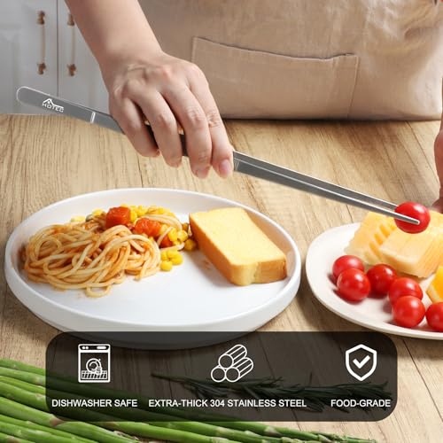 Kitchen Tweezers Stainless Steel Cooking Tweezers 3 Pcs (Silver 3PCS Pointed tips)