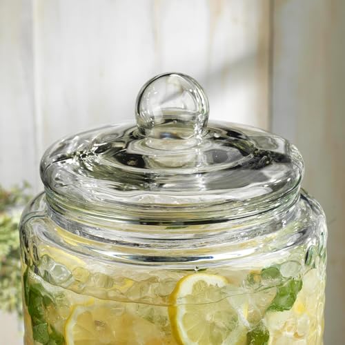 3 Gallon Classic Hammered Glass Ice Cold Beverage Drink Dispenser (Clear-3 Gallon)