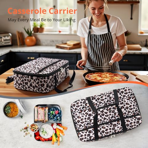 Insulated Casserole Carrier Fits 9"x13" Dish (Leopard)