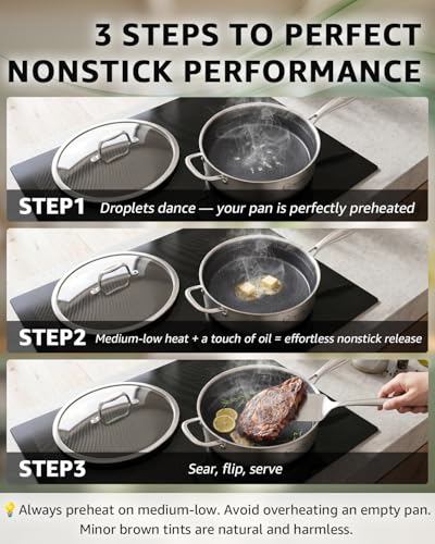 6 Quart Large Frying Pan with Lid (Black)