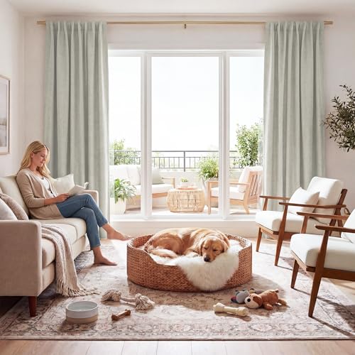 Greige 100% Blackout Curtains 102 inches Long for Living Room (Greige / 52"W x 102"L (Pack of 2))