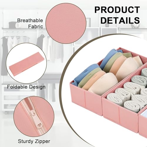 Drawer Organizer for Clothing (Pink / 15 Pack)