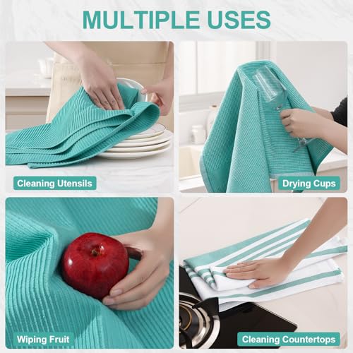 Cotton 380 GSM Premium Kitchen Towels (Teal / 18" X 28" - 3 Pack)