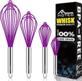4 Pieces Silicone Whisks Set (Purple,Silver)