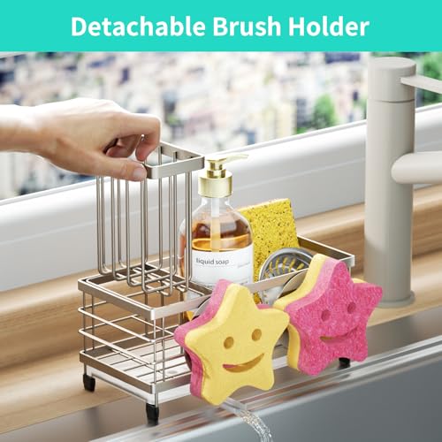Sink Caddy Sponge Holder (Brushed Nickel / with Smiley Face Sponge Holder)